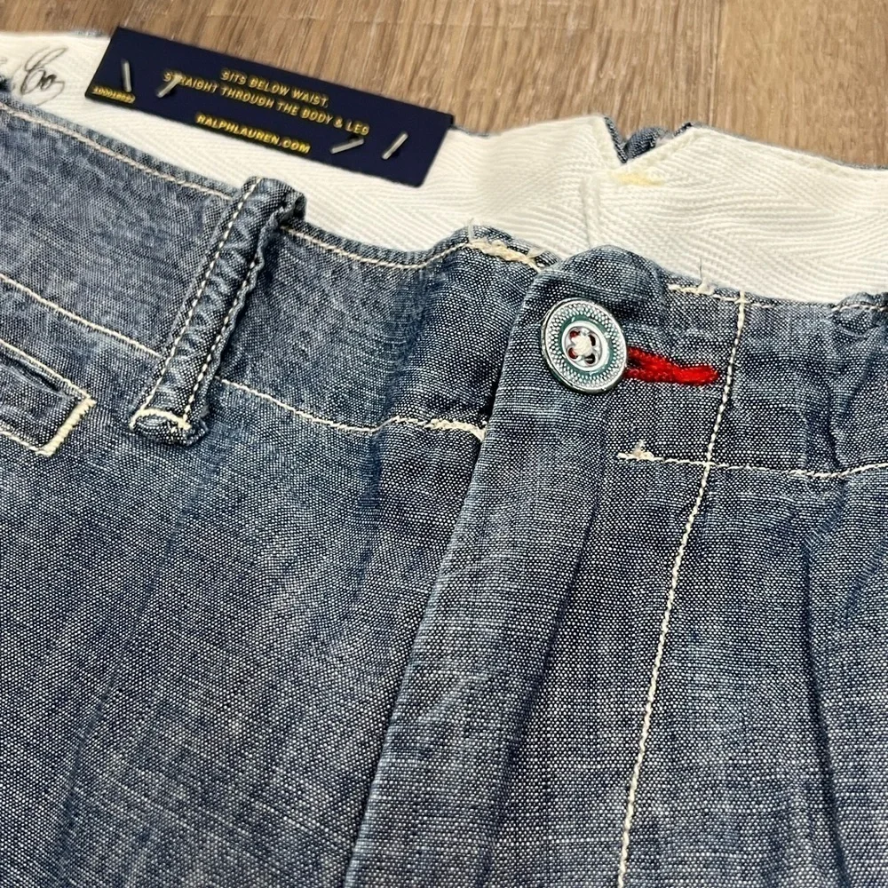 NWT Polo Ralph Lauren 31W Chambray Nautical USA Straight Fit Light Shorts